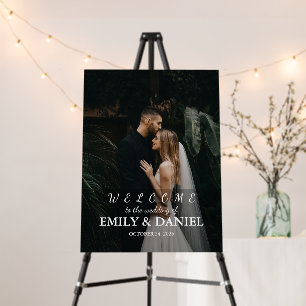 Moody Plum Noir Photo Wedding Welcome Sign