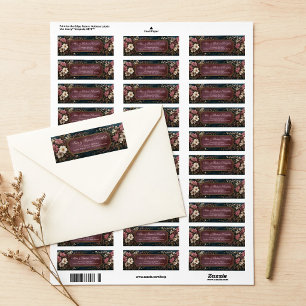 Moody Plum Textured Vintage Gold Frame Label