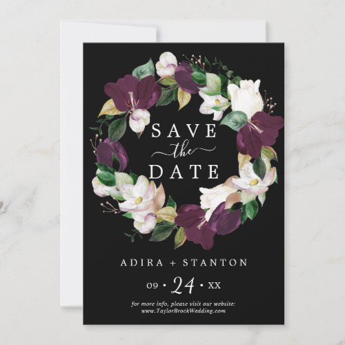 Moody Purple Black Save the Date Announcement Card