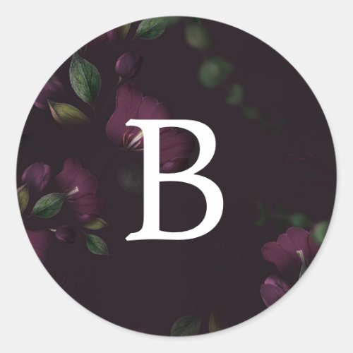 Moody Purple Bloom Monogram Wedding Envelope Seals