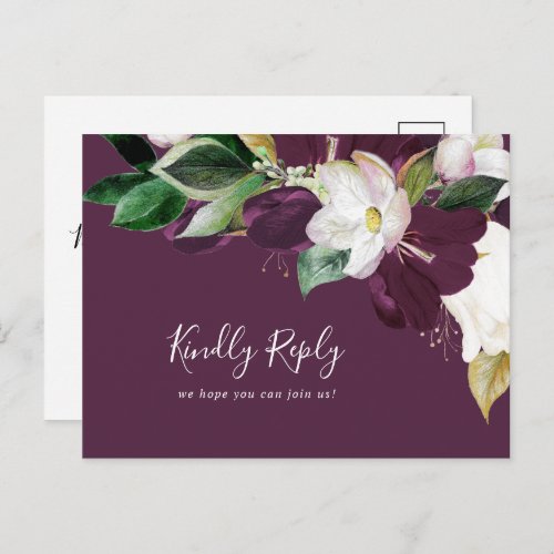 Moody Purple Bloom Plum Song Request RSVP Postcard