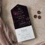 Moody Purple Blooms | Black Pattern Wedding All In One Invitation
