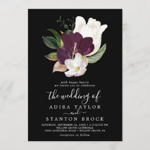 Moody Purple Blooms Black The Wedding Of Invitation
