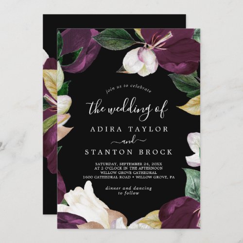 Moody Purple Blooms  Black The Wedding Of Invitation