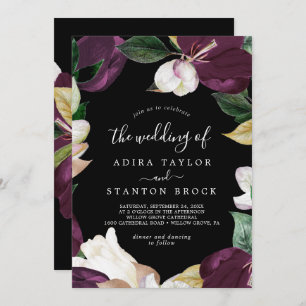 Moody Purple Blooms Black The Wedding Of Invitation
