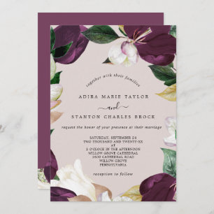 Moody Purple Blooms Blush & Berry The Wedding Of Invitation