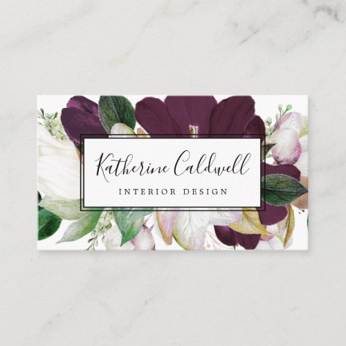 Moody Purple Blooms Business Card