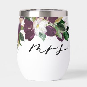 Moody Purple Blooms Gothic Mrs. Thermal Wine Tumbler