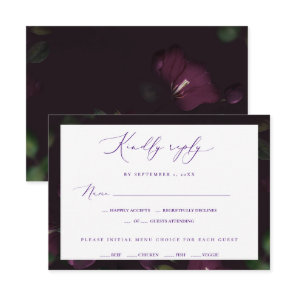 Moody Purple Blooms Gothic Wedding RSVP Card