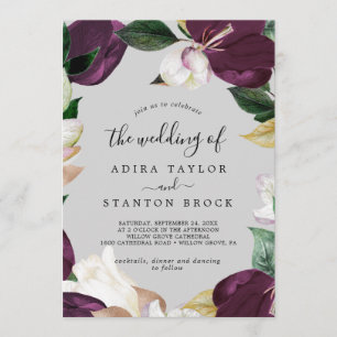 Moody Purple Blooms Gray The Wedding Of Invitation