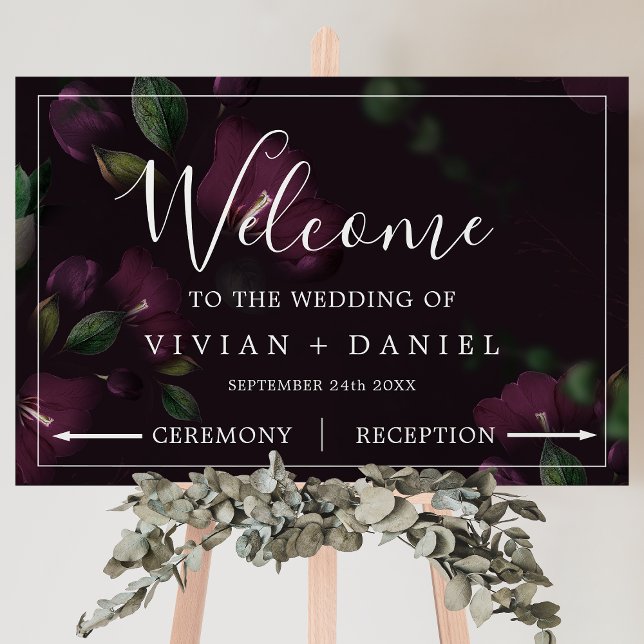 Moody Purple Blooms Pattern Arrows 36x24" Welcome Foam Board (Creator Uploaded)