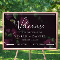 Moody Purple Blooms Pattern Arrows Welcome