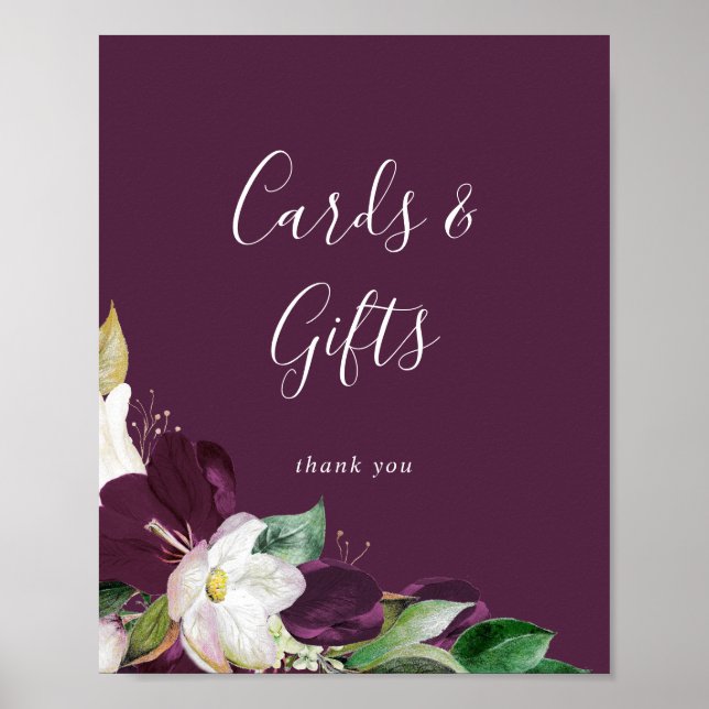 Moody Purple Blooms | Plum Cards and Gifts Sign (Front)