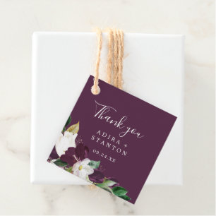Moody Purple Blooms   Plum Thank You Favor Tags