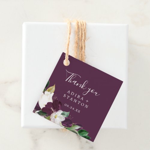 Moody Purple Blooms  Plum Thank You Favor Tags