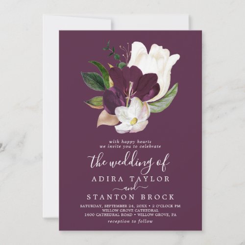 Moody Purple Blooms  Plum The Wedding Of Invitation