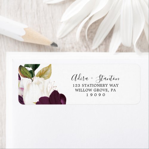 Moody Purple Blooms Return Address Label