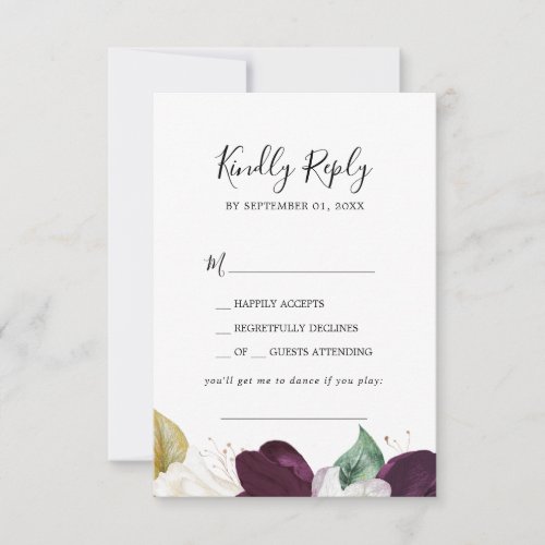 Moody Purple Blooms Song Request RSVP Card