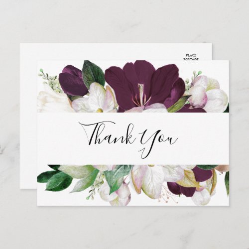 Moody Purple Blooms Thank You Postcard