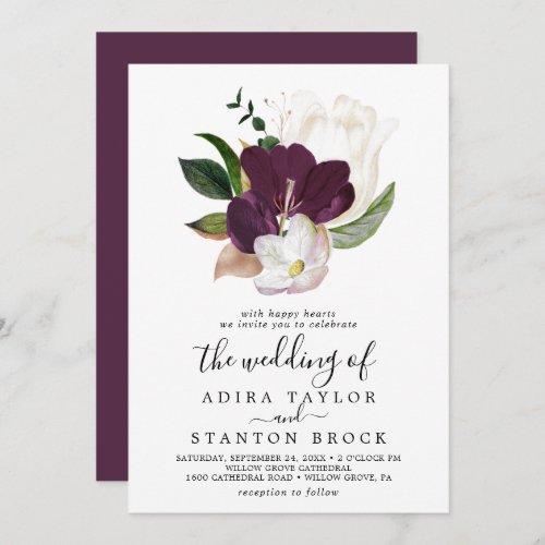 Moody Purple Blooms The Wedding Of Invitation