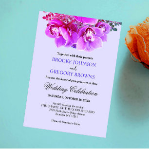 Moody Purple Blooms Wedding Invitations