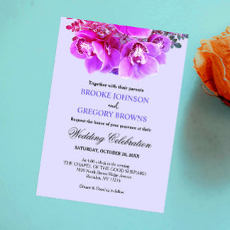Moody Purple Blooms Wedding Invitations