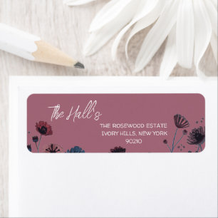 Moody Purple & Blue Floral Wedding Label