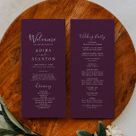 Moody Purple Coordinate Plum Wedding Program<br><div class="desc">This moody purple coordinate plum wedding program is perfect for a modern wedding. The elegant boho jewel tone design features a solid dark eggplant purple color with a modern bohemian feel. Coordinates with the Moody Purple Blooms Collection by Fresh & Yummy Paperie. Include the names of the couple, the wedding...</div>