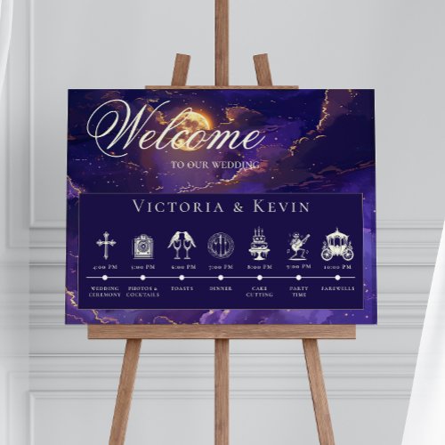 Moody Purple  Gold Moonlit Clouds Order of Events Poster