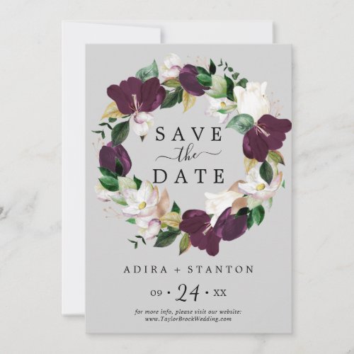 Moody Purple Gray Save the Date Announcement Card