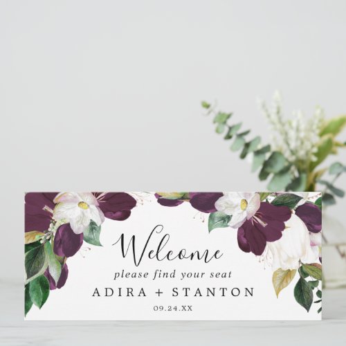 Moody Purple Hanging Seating Chart Welcome Header