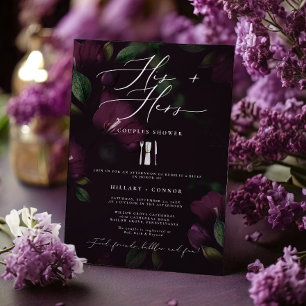 Moody Purple His & Hers Calligraphy Couples Shower Invitation