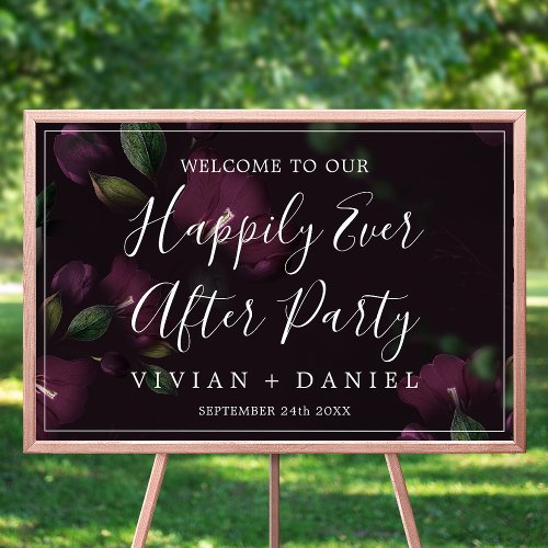 Moody Purple Pattern Happily Ever After Party Poster