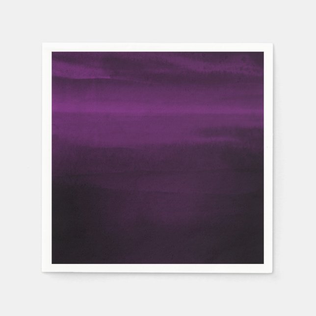 Moody Purple Plum Modern Watercolor Chic Elegant Napkins (Front)