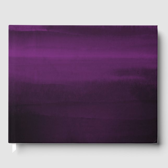 Moody Purple Plum Modern Watercolor Chic Wedding Guest Book (Front)