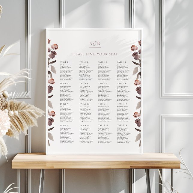 Moody Purple Rose Wedding Seating Chart Poster (Creator Uploaded)
