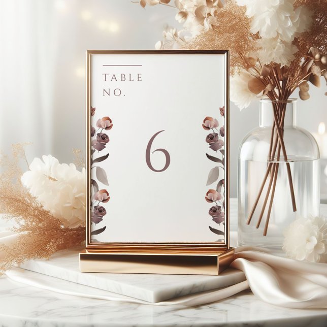 Moody Purple Rose Wedding Table Number Sign (Creator Uploaded)