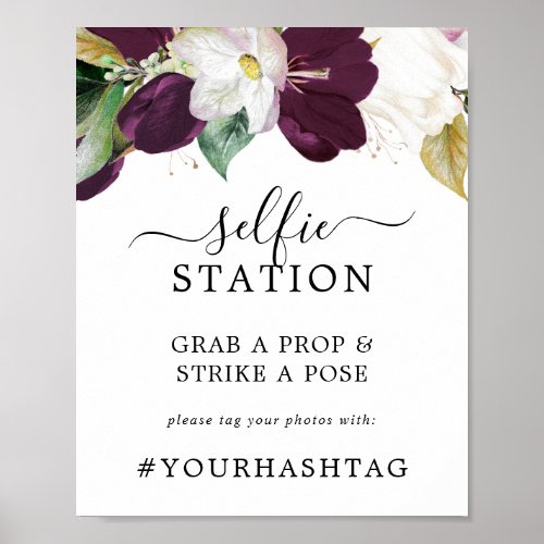 Moody Purple Selfie Station Wedding Hashtag Sign