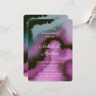 Moody Purple & Teal Abstract Couples Shower Invitation