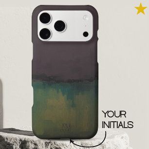 Moody Purple Teal Abstract Modern Art Custom Name  iPhone 17 Pro Max Case