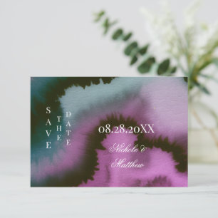 Moody Purple & Teal Abstract Wedding Save The Date