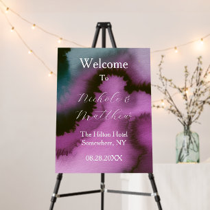 Moody Purple & Teal Abstract Wedding Welcome Sign