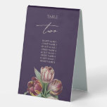 Moody Purple Tulips Wedding Table Number Table Tent Sign