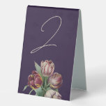 Moody Purple Tulips Wedding Table Number Table Tent Sign