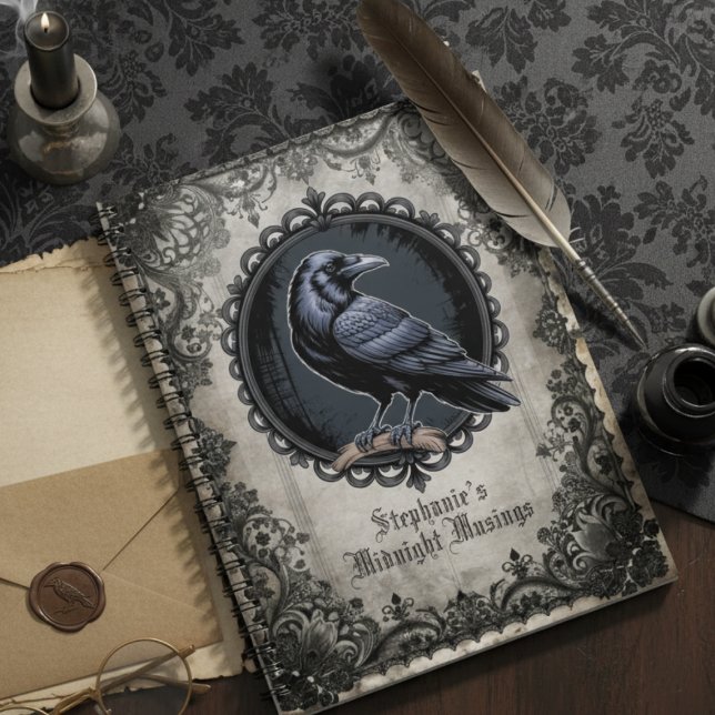 Moody Raven Gothic Dark Academia Floral Notebook (Gothic raven design for the dark academia book lover in your life.)