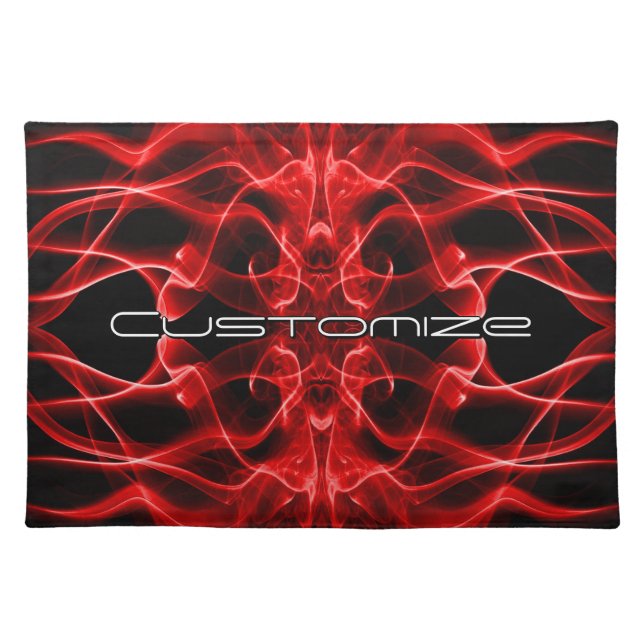 Moody Red Smoke Custom Abstract Art Cloth Placemat (Front)