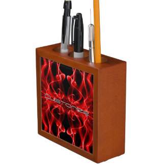 Moody Red Smoke Custom Abstract Art Desk Organizer
