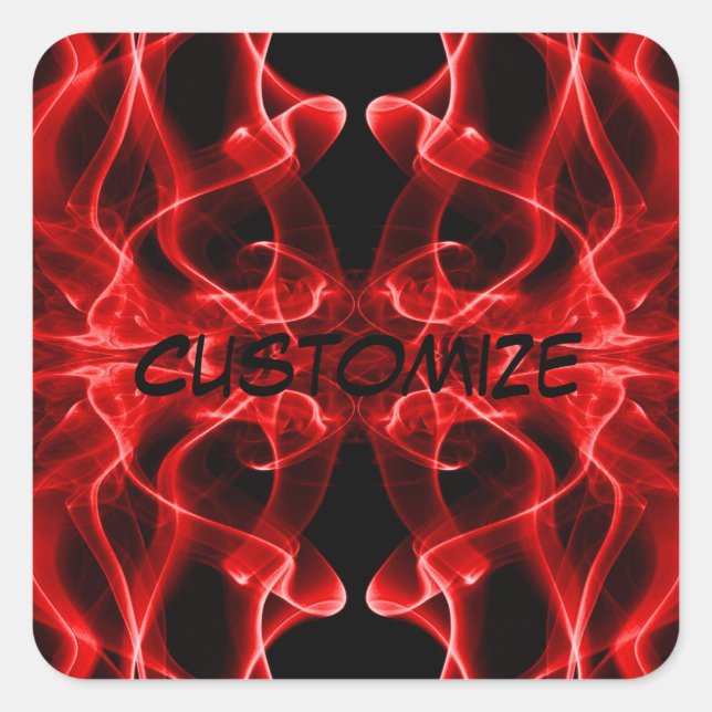 Moody Red Smoke Custom Abstract Art Square Sticker (Front)