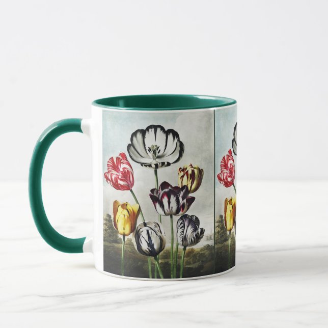 Moody Regency Style Multi-Color Tulips Mug (Left)