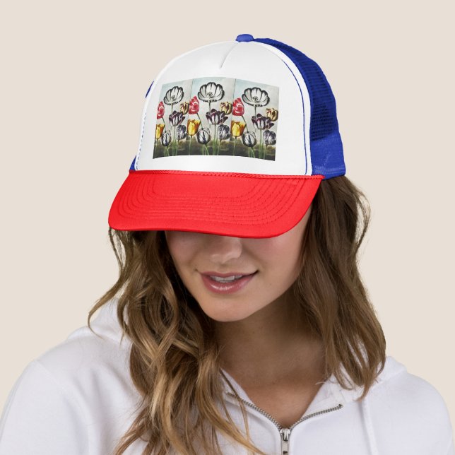 Moody Regency Style Multi-Color Tulips Trucker Hat (In Situ)